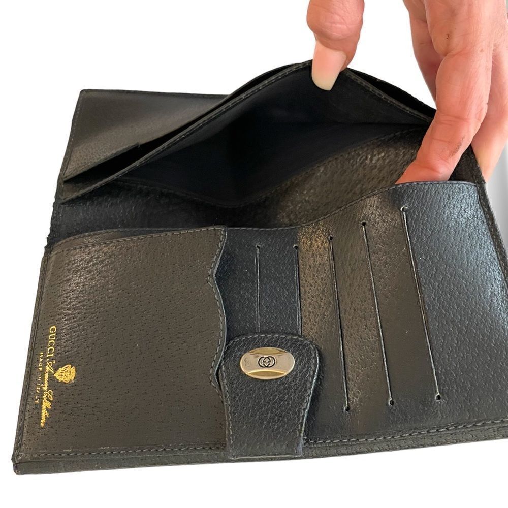 GUCCI Vintage Navy Blue Classic GG Motif Monogram Long Wallet - Picture 3 of 13